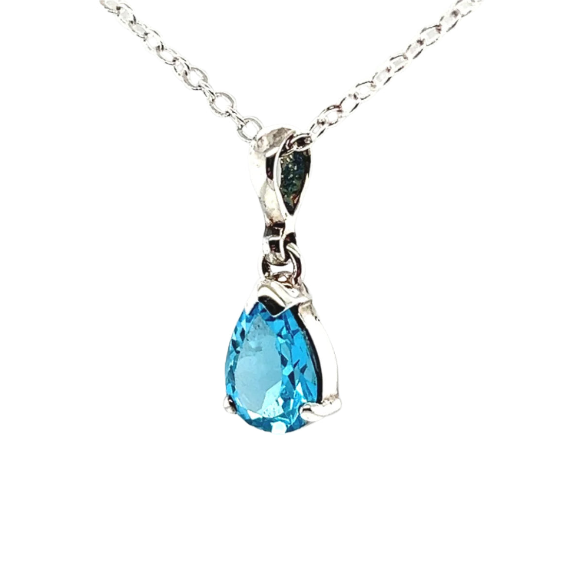 Sterling Silver Blue Topaz Pendant (stp148)