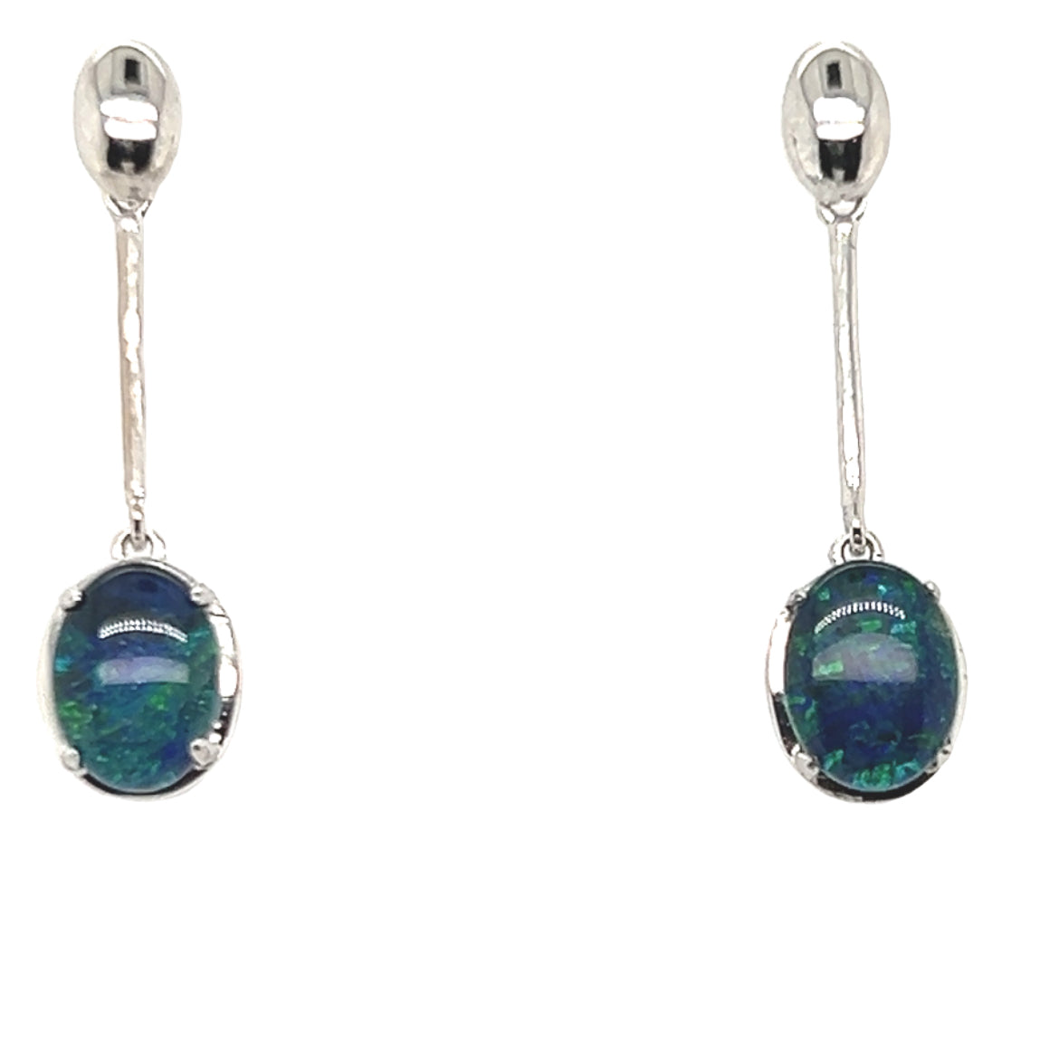 Sterling Silver Drop Claw Set Triplet Opal Earrings (sstea10) Sterling Silver Drop Claw Set Triplet Opal Earrings (sstea10)