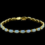 14ct Yellow Gold Solid Opal Tennis Bracelet (gb3313)