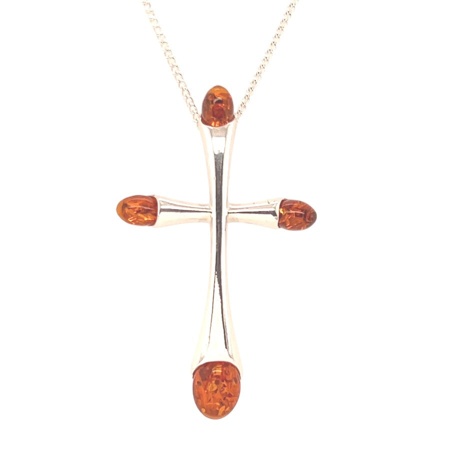 Sterling Silver Amber Pendant Cross Pendant (ambpen3670) Sterling Silver Amber Pendant Cross Pendant (ambpen3670)