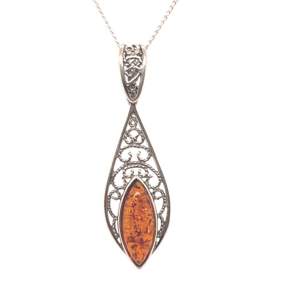 Sterling Silver Amber Pendant (ambpen3672) Sterling Silver Amber Pendant (ambpen3672)