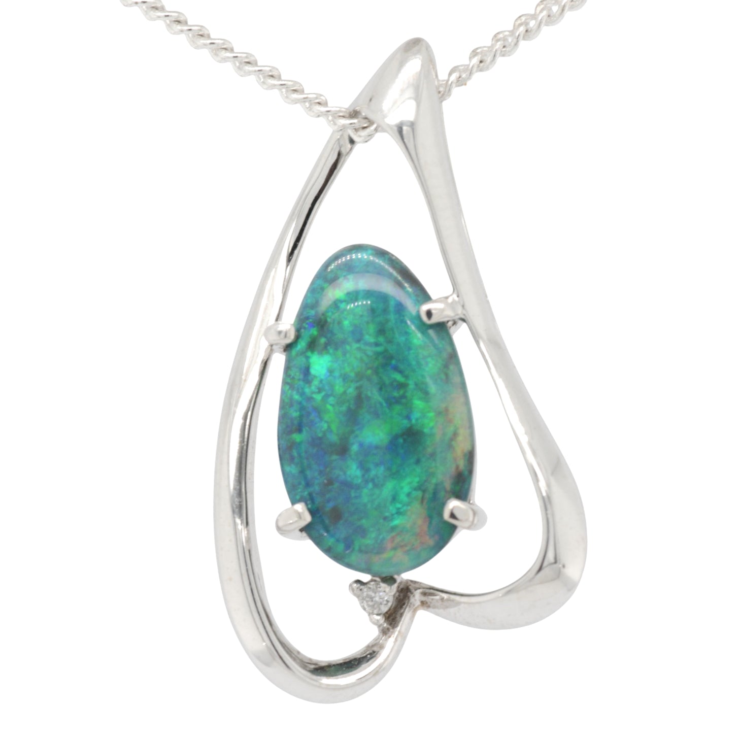 14ct White Gold Black Opal pendant (sbp21) 14ct White Gold Black Opal pendant (sbp21)