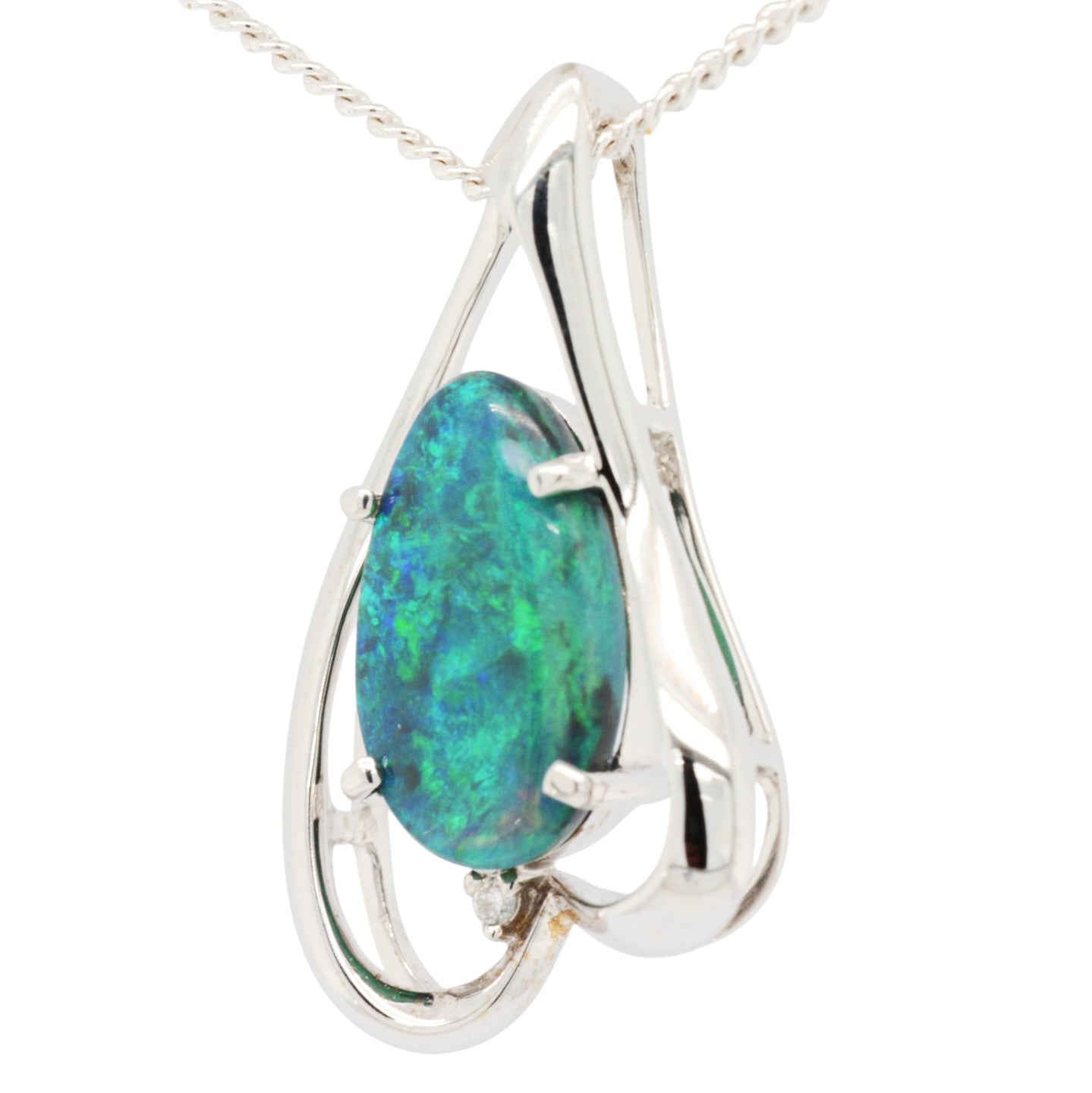 14ct White Gold Black Opal pendant (sbp21) 14ct White Gold Black Opal pendant (sbp21)