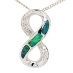 14ct White Gold With Inlaid Opal Pendant