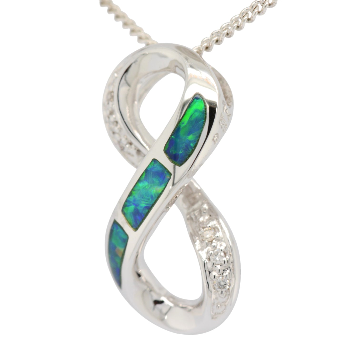 14ct White Gold With Inlaid Opal Pendant 14ct White Gold With Inlaid Opal Pendant