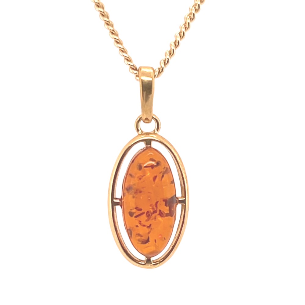 9ct Gold Amber Pendant (gap390)