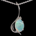 9ct White Gold Solid Opal Pendant (SOP0963)