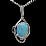 9ct White Gold Solid Opal Pendant (SOP965)