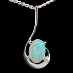 9ct White Gold Solid Opal Pendant (SOP0974)