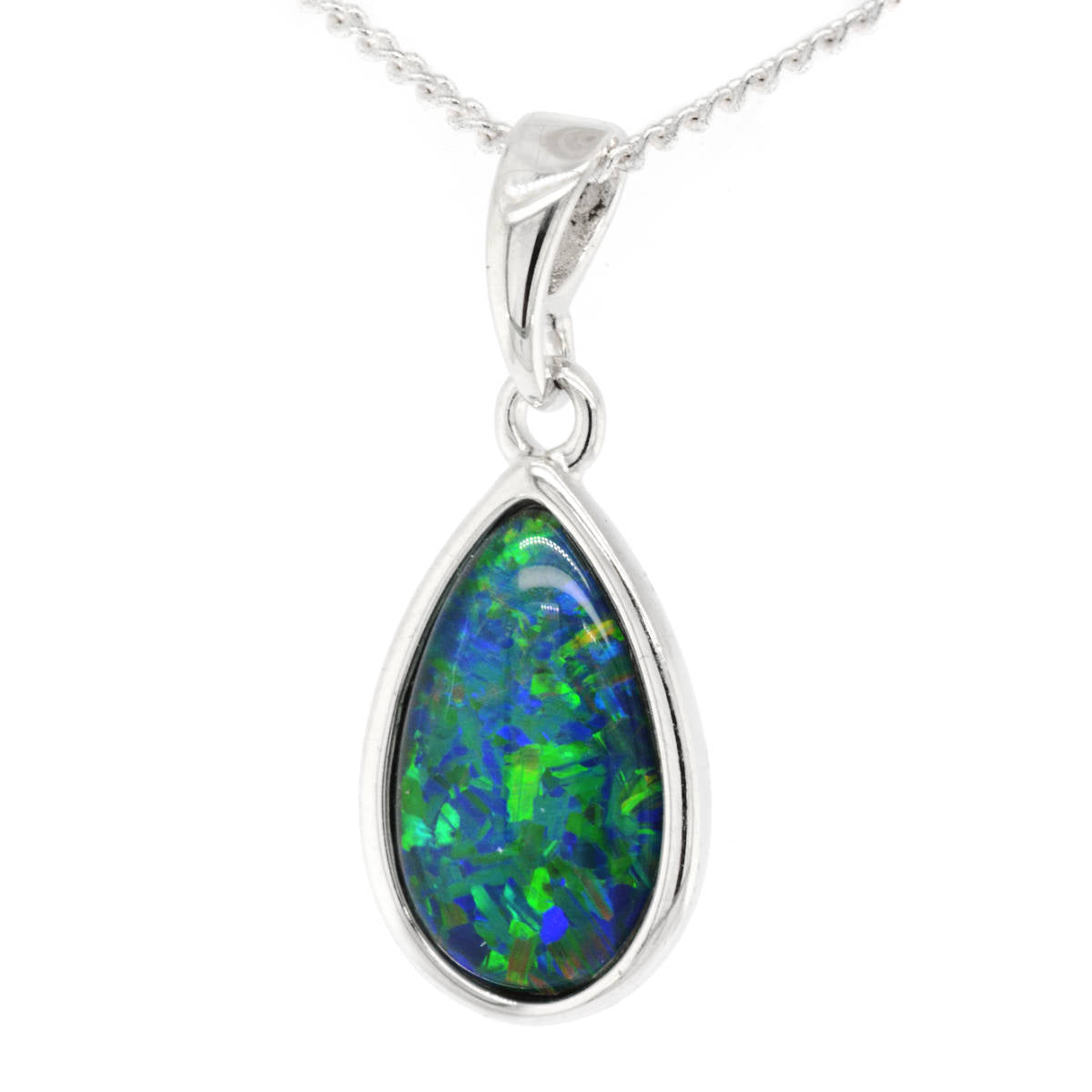 STERLING SILVER TEAR DROP TRIPLET OPAL PENDANT (sstp1212)