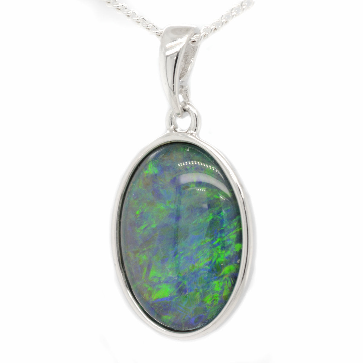 STERLING SILVER BEAZEL SET TRIPLET OPAL PENDANT (sstp3)