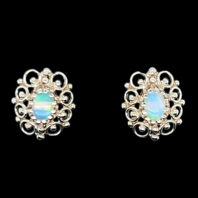 14ct Yellow Gold Solid Opal Earrings(se7691)
