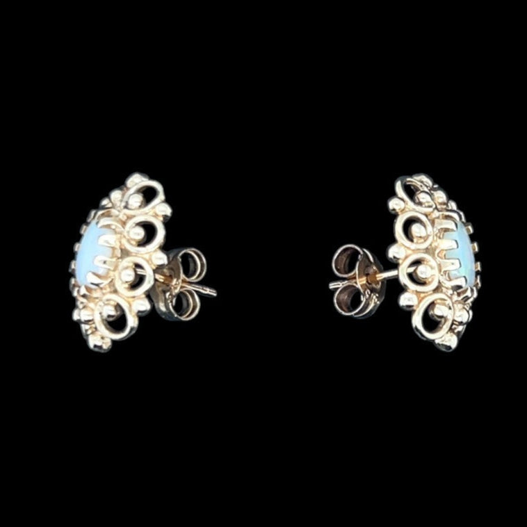 14ct Yellow Gold Solid Opal Earrings(se7691)