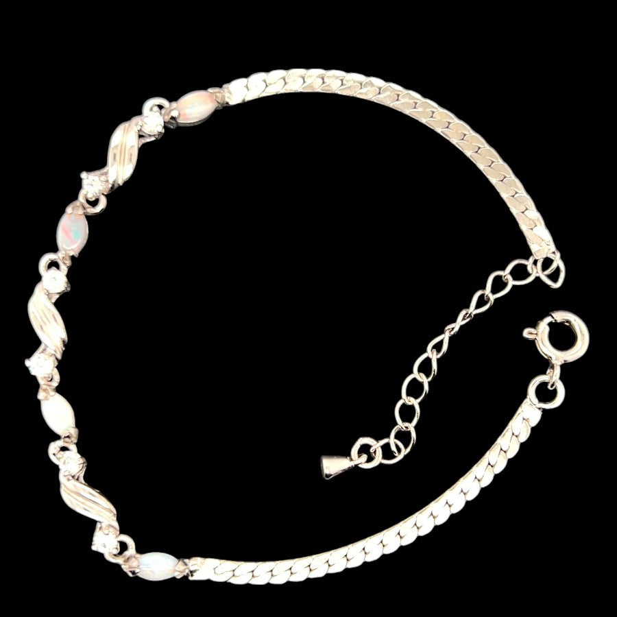 Sterling Silver Solid Opal Bracelet (ssbra112)