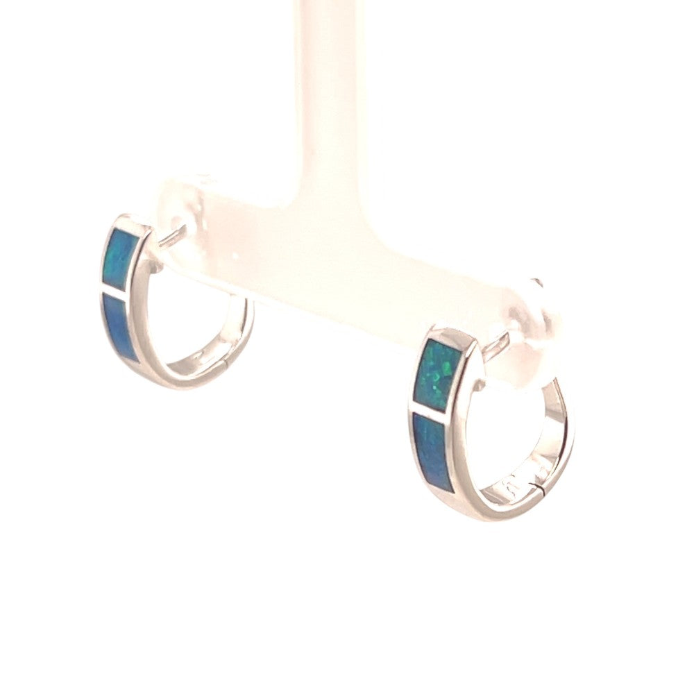 Sterling Silver Inlaid Opal Earrings (IOP201) Sterling Silver Inlaid Opal Earrings (IOP201)