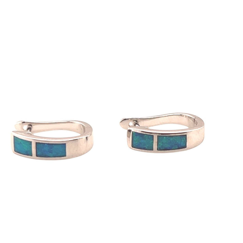 Sterling Silver Inlaid Opal Earrings (IOP201) Sterling Silver Inlaid Opal Earrings (IOP201)