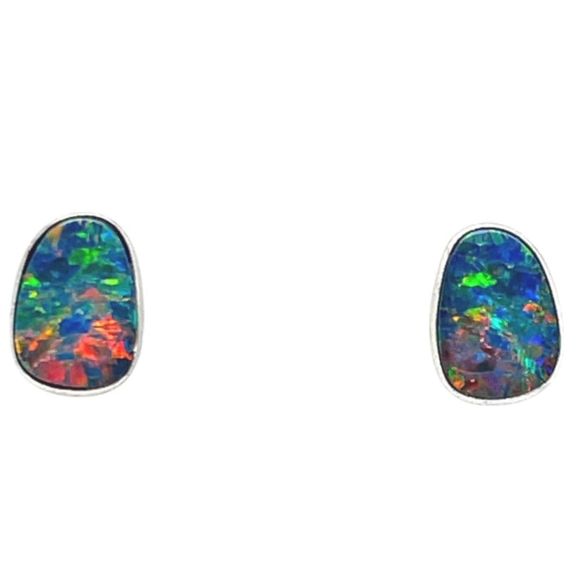 Sterling Silver Doublet Opal Earrings (DE2003)