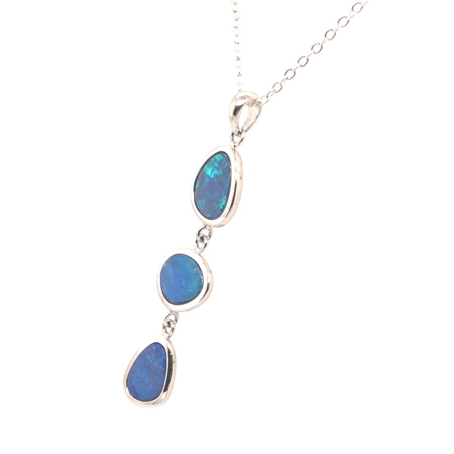 Sterling Silver Multi Stoned Doublet Opal Pendant (ssdp2975) Sterling Silver Multi Stoned Doublet Opal Pendant (ssdp2975)
