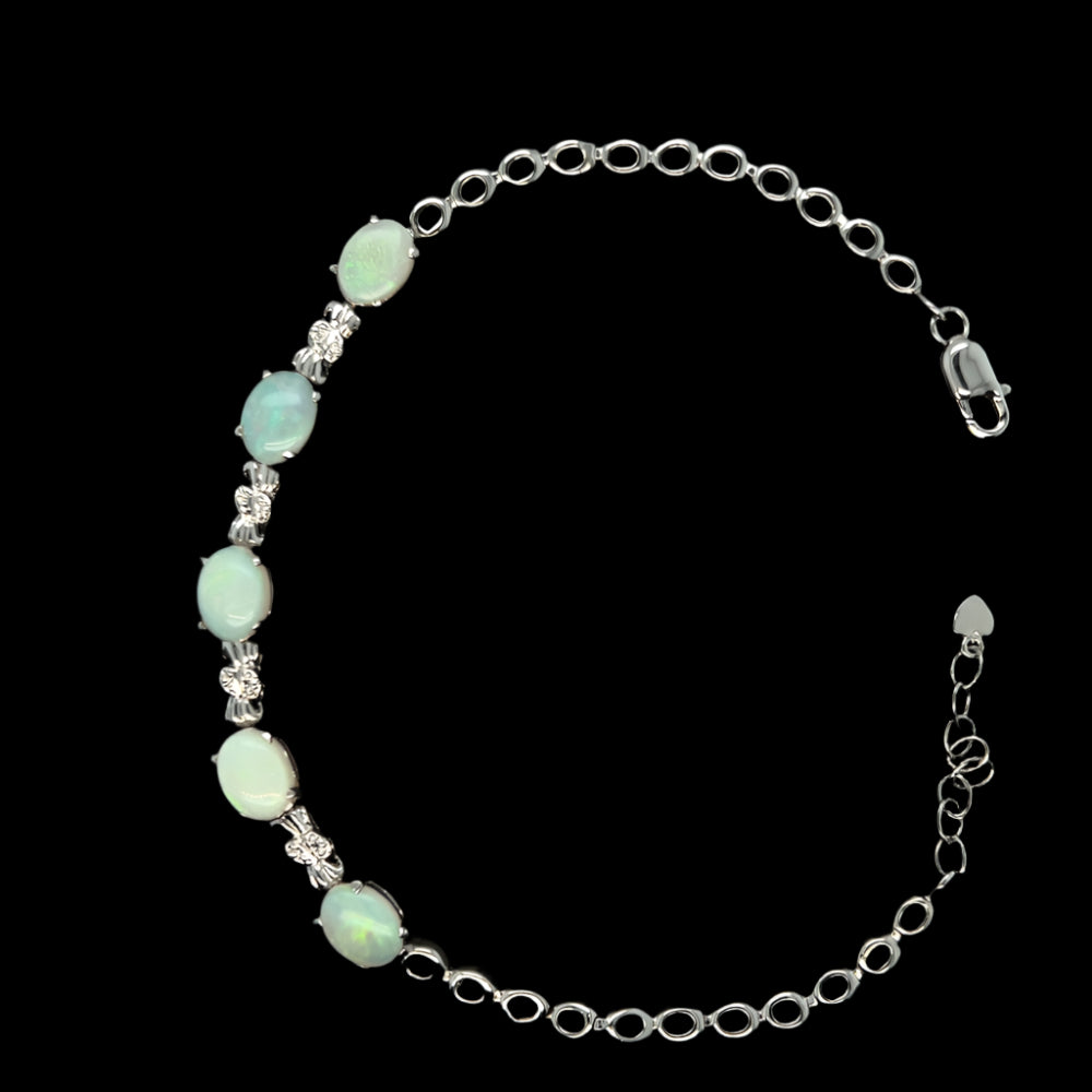 Sterling Silver Solid Opal Bracelet (sssbra7087)