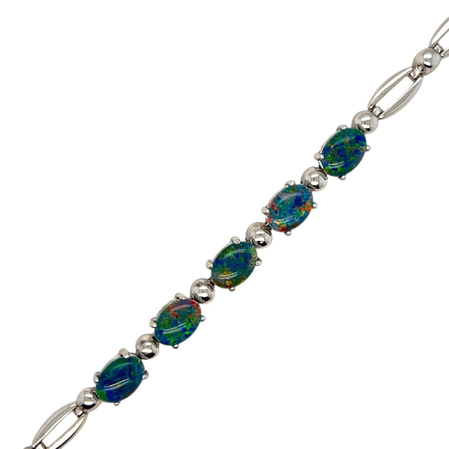 Sterling Silver Triplet Opal Bracelet (sstbra707) Sterling Silver Triplet Opal Bracelet (sstbra707)
