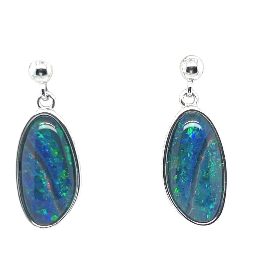 Sterling Silver Triplet Opal earrings (sste5328) Sterling Silver Triplet Opal earrings (sste5328)