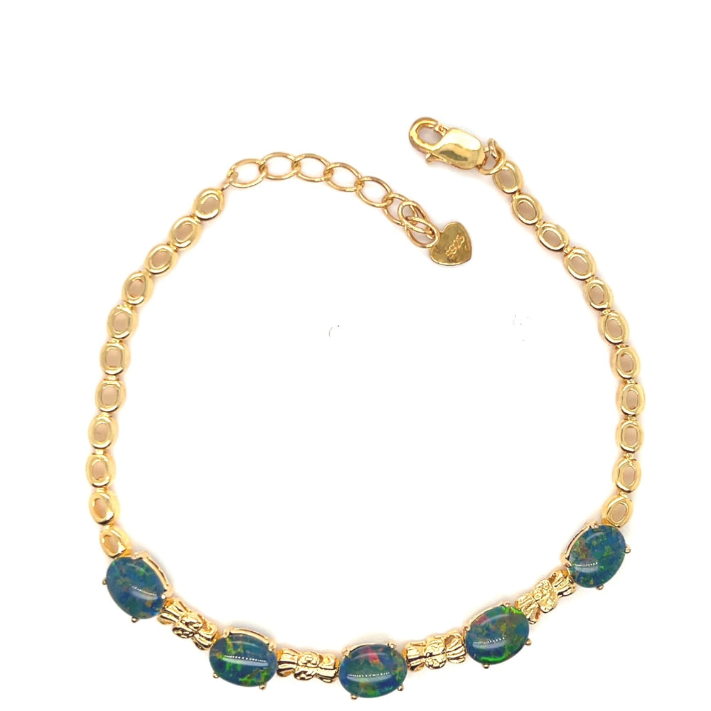 Gold plated triplet Opal Bracelet (GPTBRA8005) Gold plated triplet Opal Bracelet (GPTBRA8005)