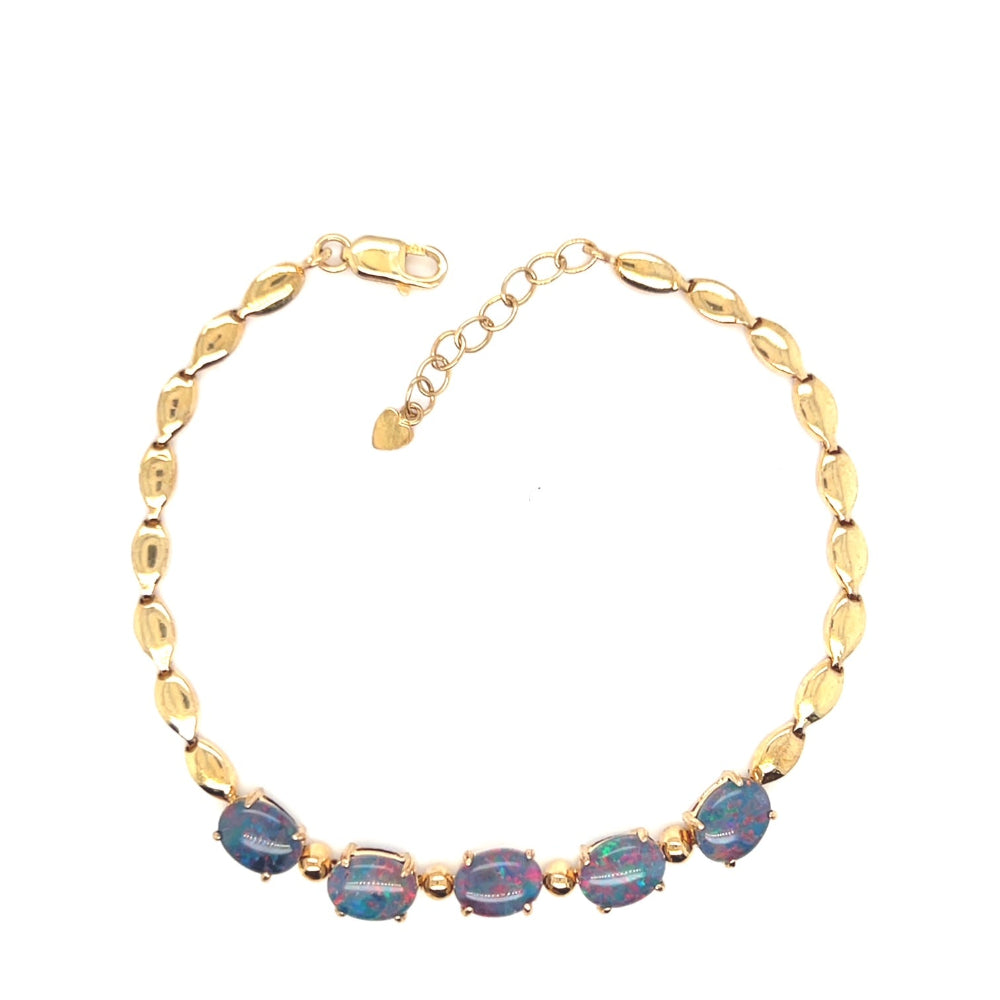 Gold Plated Triplet Opal Bracelet (gptbra8002) Gold Plated Triplet Opal Bracelet (gptbra8002)