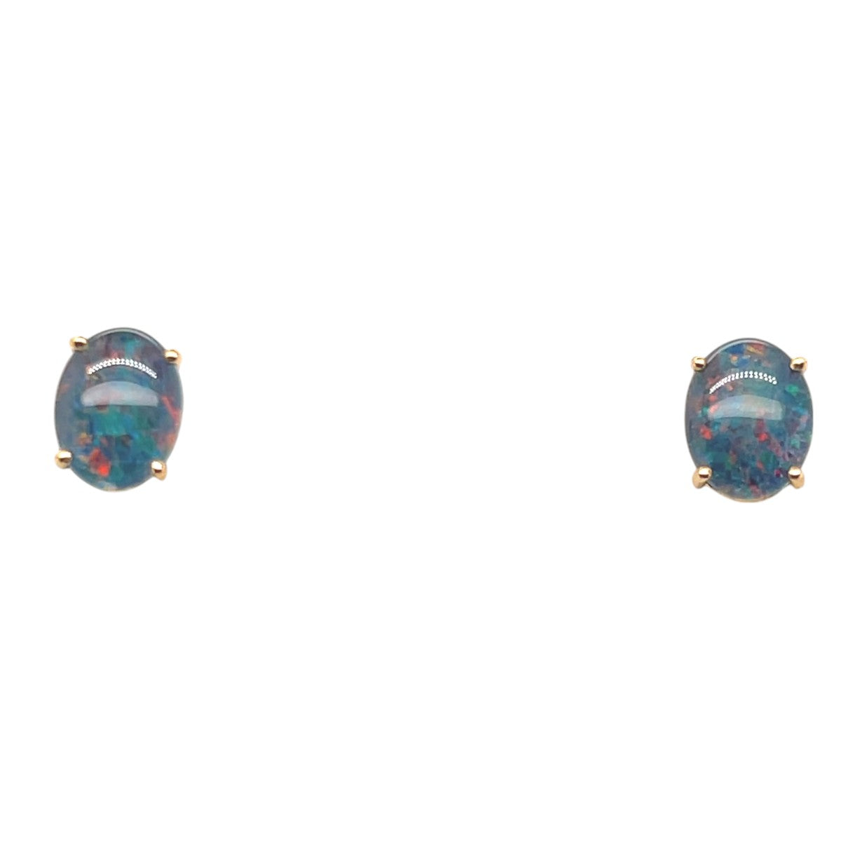 9ct Yellow Gold Triplet Opal Earrings (te1004)