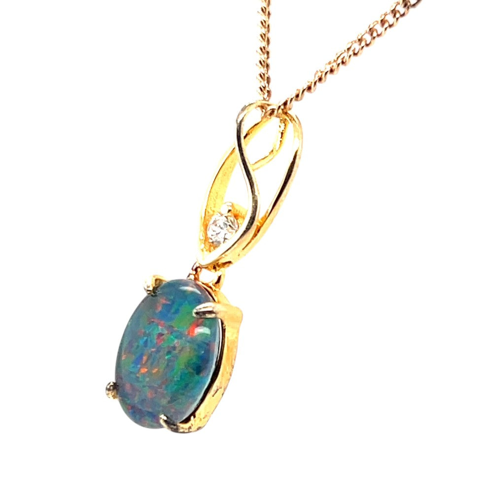 Gold plated triplet opal pendant 11mm x 9mm (gptp6344)