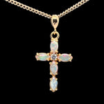 Gold Plated Sterling Silver Cross Opal Pendant (gpsp3539)