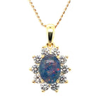 Gold plated sterling silver triplet opal pendant (gptp8142)