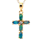 Gold plated triplet opal cross (GPTP24)