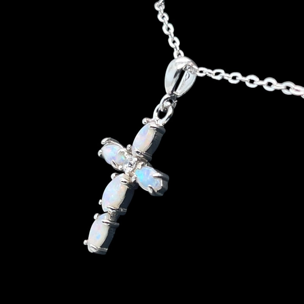 Sterling Silver Solid Opal Cross Pendant (sssp3405) Sterling Silver Solid Opal Cross Pendant (sssp3405)
