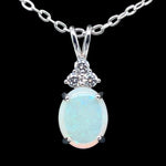 STERLING SILVER SOLID OPAL with 3 Crystals PENDANT (sssp11)