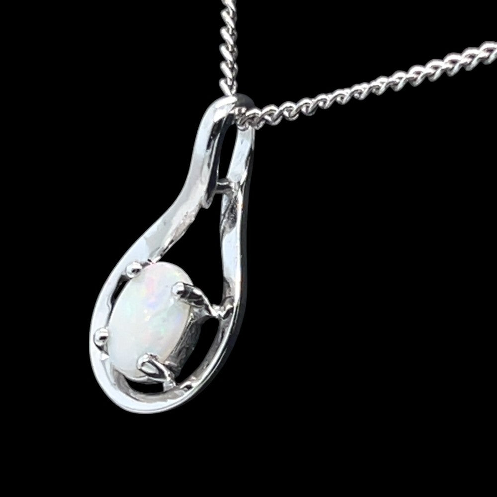 Sterling Silver 7x5 mm Solid Opal Pendant (sssp711)