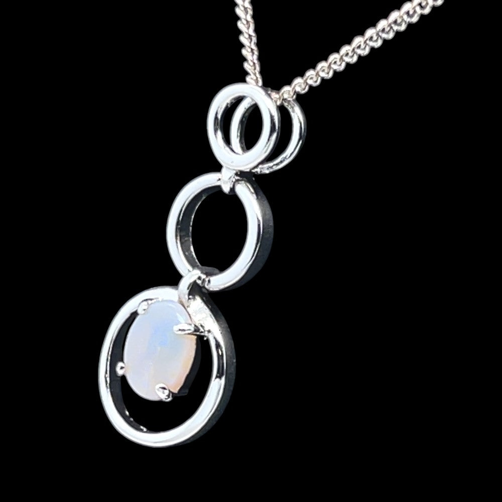 Sterling Silver Solid Opal 3 Circles Pendant (ssp706)