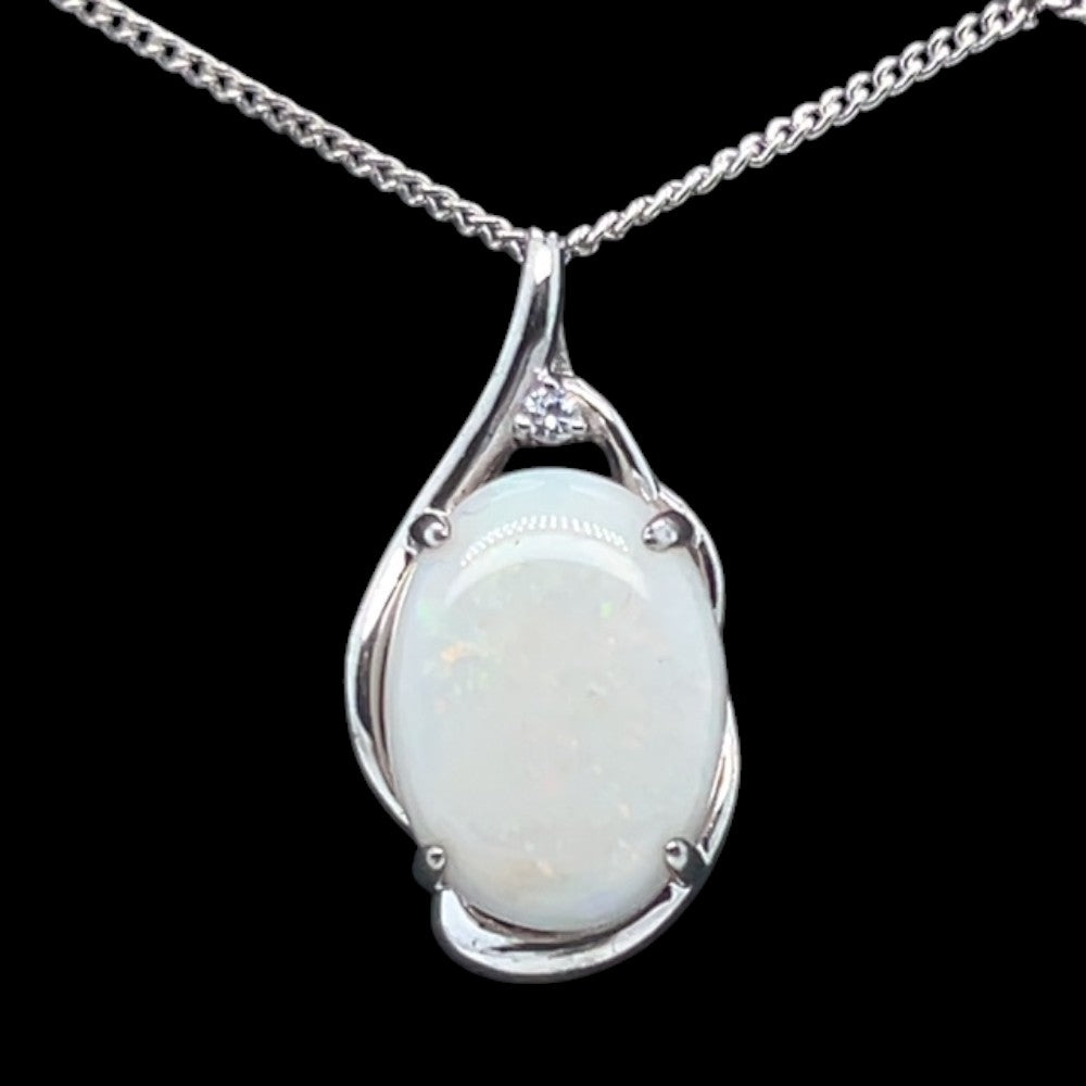 Sterling Silver White Opal Pendant (ssp1233)