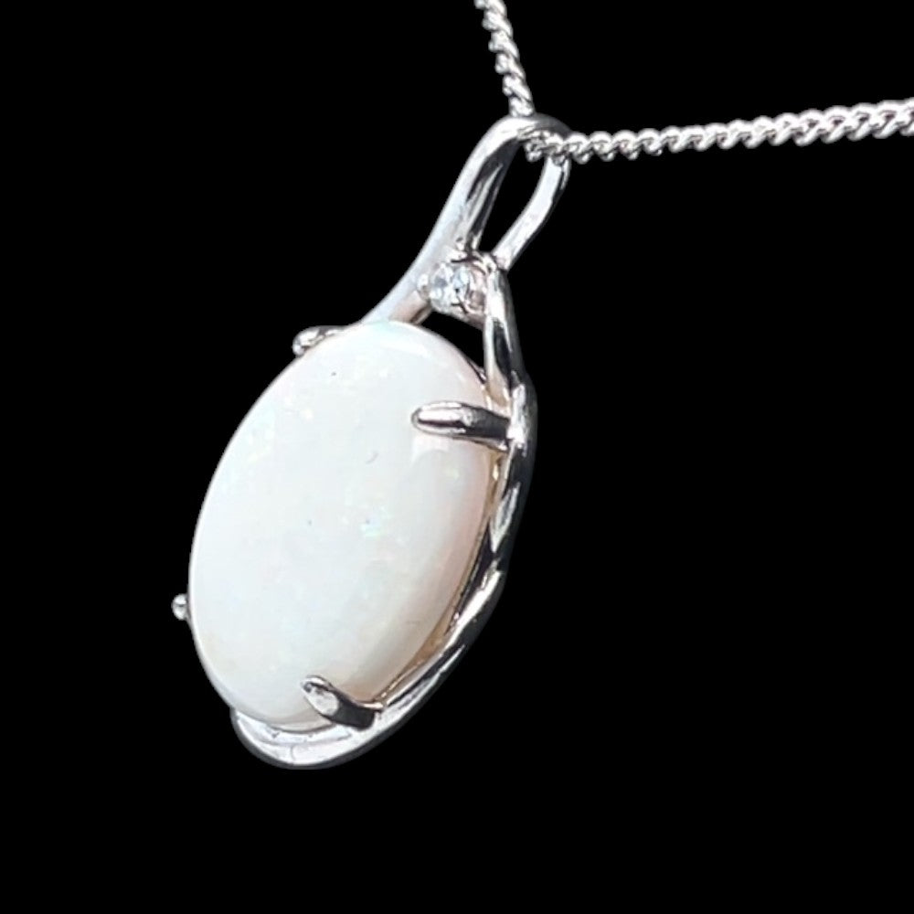 Sterling Silver White Opal Pendant (ssp1233)