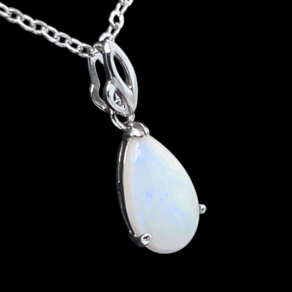 Sterling silver tear drop shaped solid opal pendant (ssp6311)