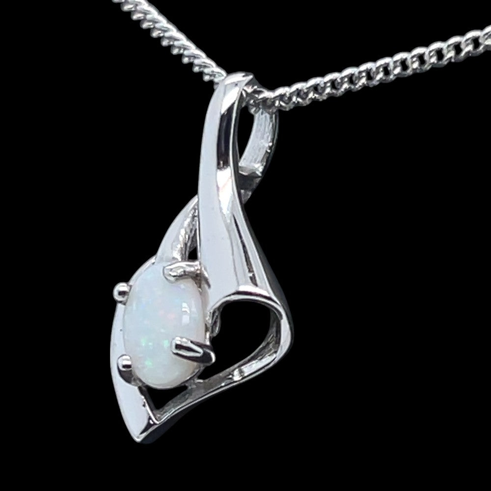 Solid Opal Pendant Set In Sterling Silver (sssp3368)