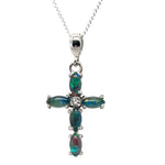 STERLING SILVER TRIPLET OPAL CROSS PENDANT (sstp1230)