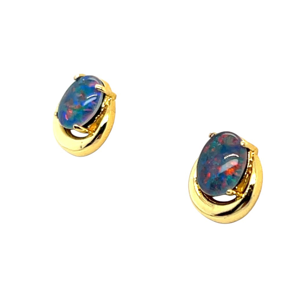 Gold plated triplet opal horseshoe shaped earrings (gpte6505) Gold plated triplet opal horseshoe shaped earrings (gpte6505)