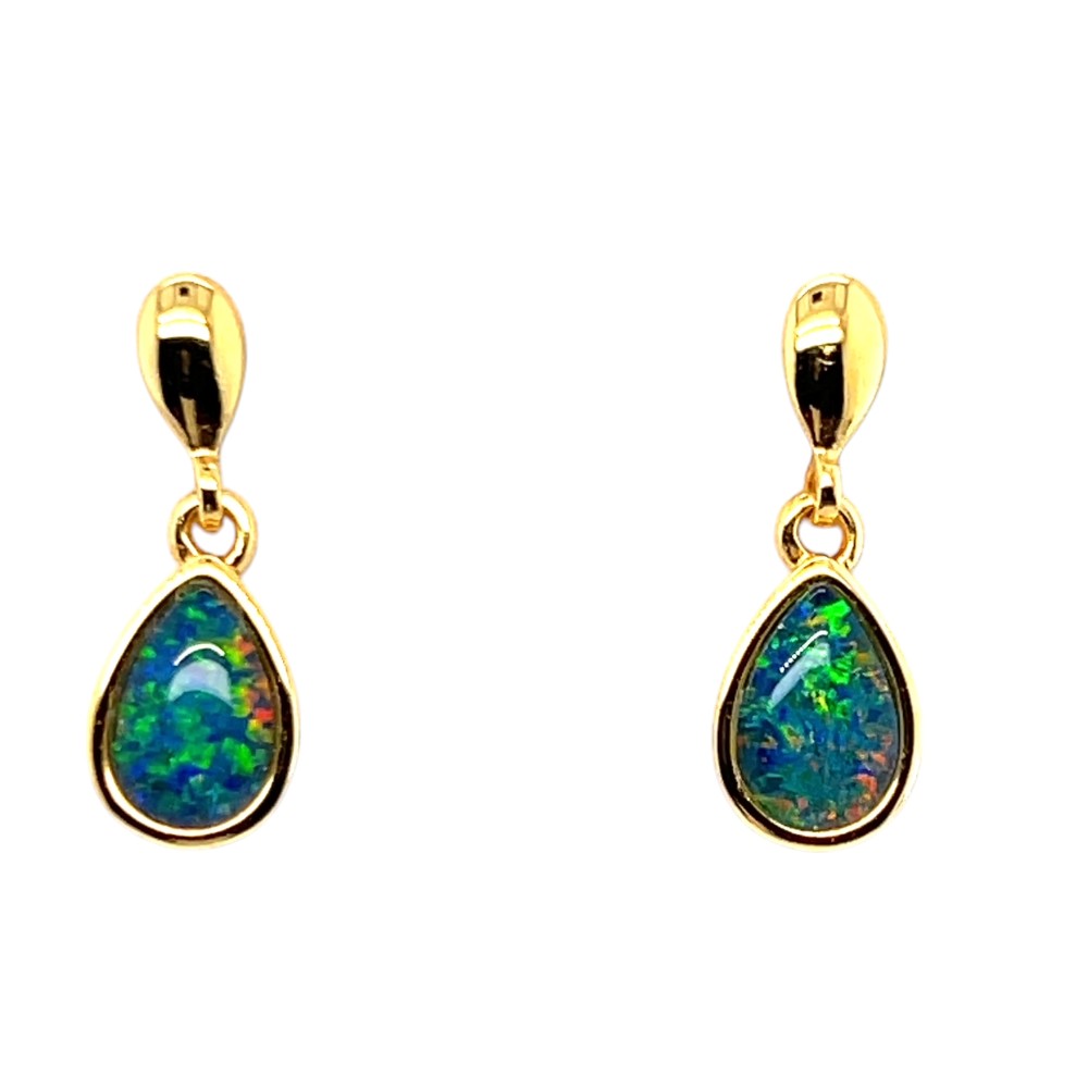 Gold Plated Sterling Silver Triplet Opal Earrings (gpte969) Gold Plated Sterling Silver Triplet Opal Earrings (gpte969)