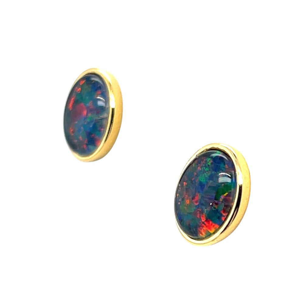 Gold Plated Sterling Silver Triplet Opal Earrings (GPTE7)