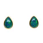 Tear Drop Gold Plated Sterling Silver Triplet Opal Earrings (gpte2987)