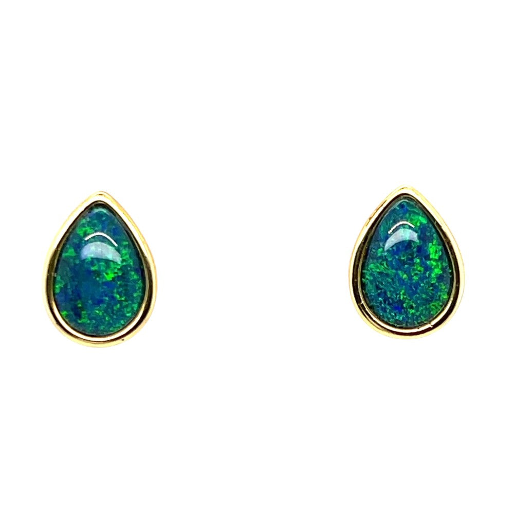 Tear Drop Gold Plated Sterling Silver Triplet Opal Earrings (gpte2987) Tear Drop Gold Plated Sterling Silver Triplet Opal Earrings (gpte2987)