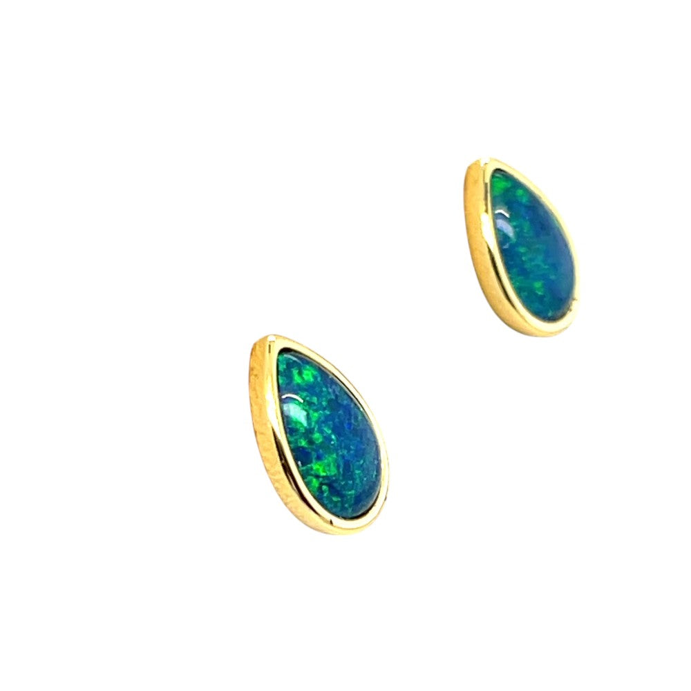 Tear Drop Gold Plated Sterling Silver Triplet Opal Earrings (gpte2987) Tear Drop Gold Plated Sterling Silver Triplet Opal Earrings (gpte2987)