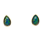 Gold plated tear drop triplet opal earrings (gpte86)