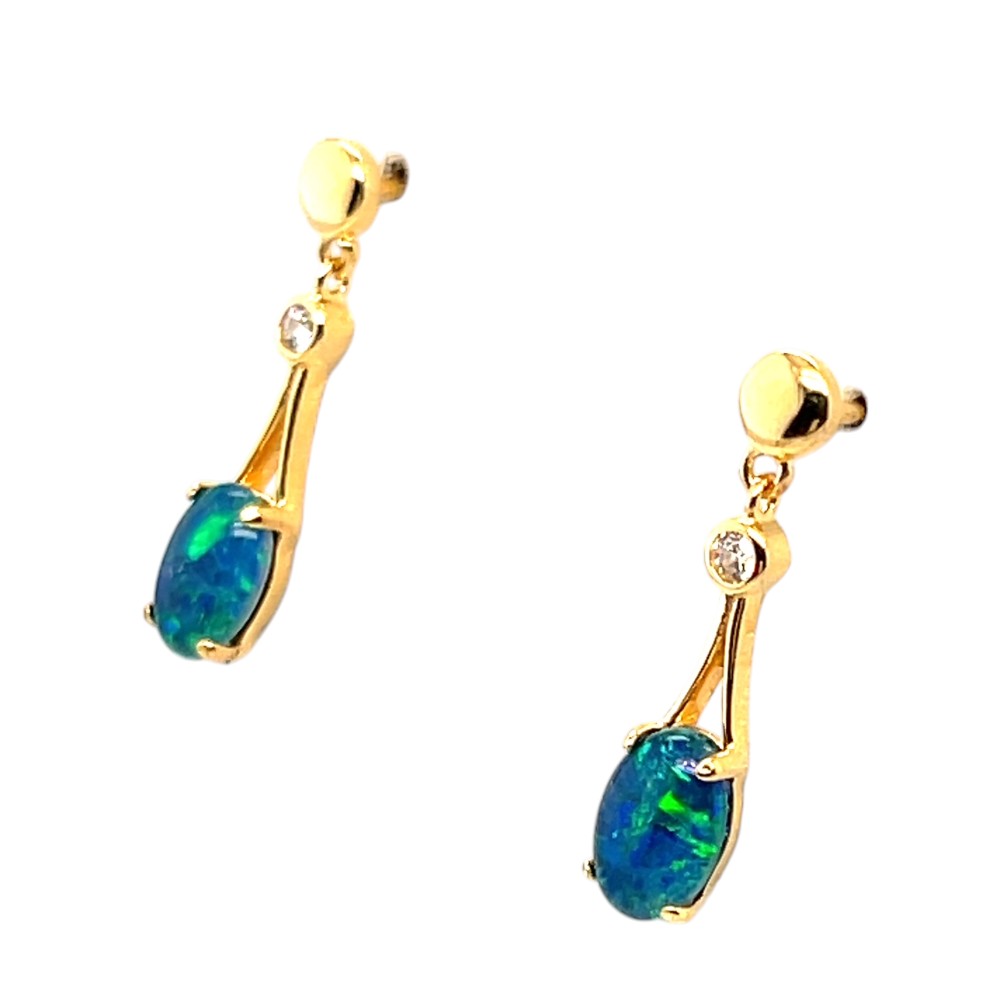 Gold Plated triplet Opal Earrings (gpte731) Gold Plated triplet Opal Earrings (gpte731)