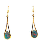 Gold Plated Drop Triplet Opal Earrings (gpte125)